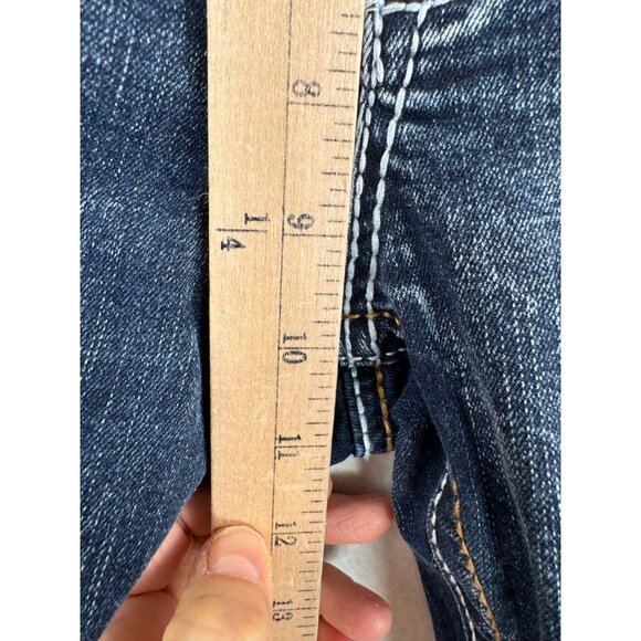 True Luck Bootcut jeans contrast‎ stitch embroidered blue Y2K grunge sz 34x32 - Picture 6 of 10